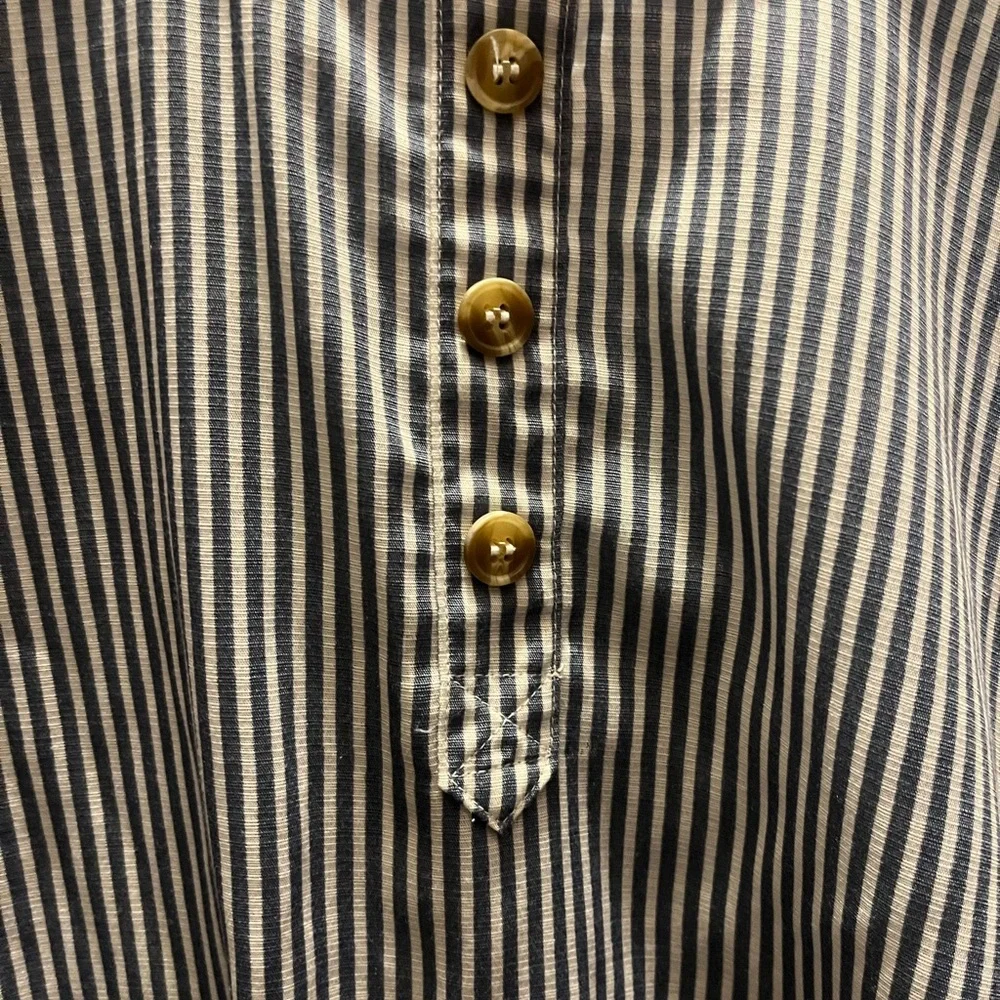 E & M Navy Striped Button-Front and Back Blouse - Picture 3 of 9